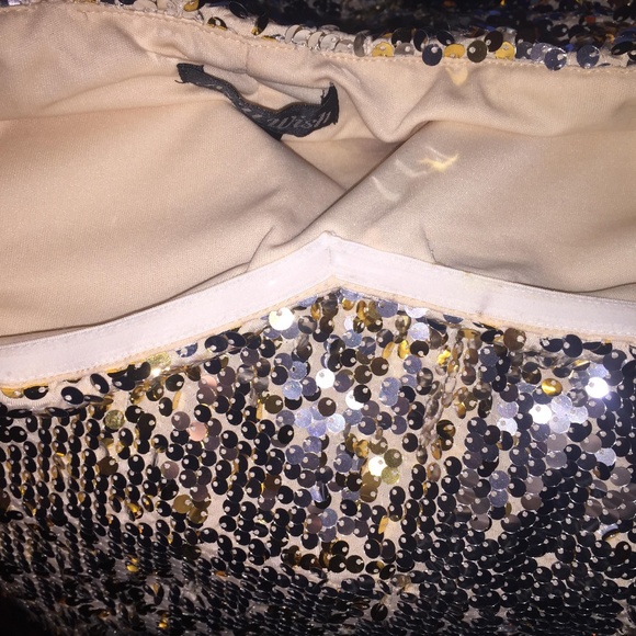 NYE Gold Sequin Shimmer Strapless Dress - Picture 4 of 5